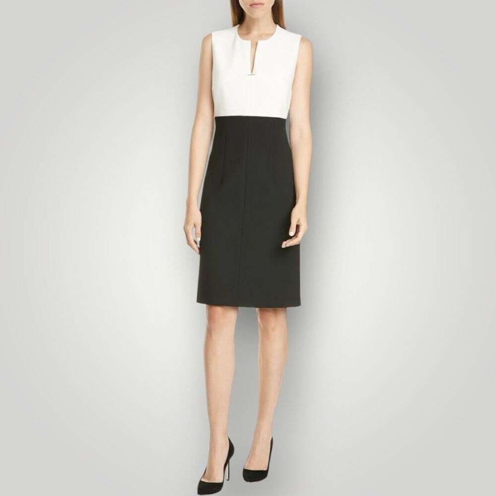 HUGO BOSS Daedalus Color Block Ponte Stretch Sheath Dress | NWOT | US Size 8